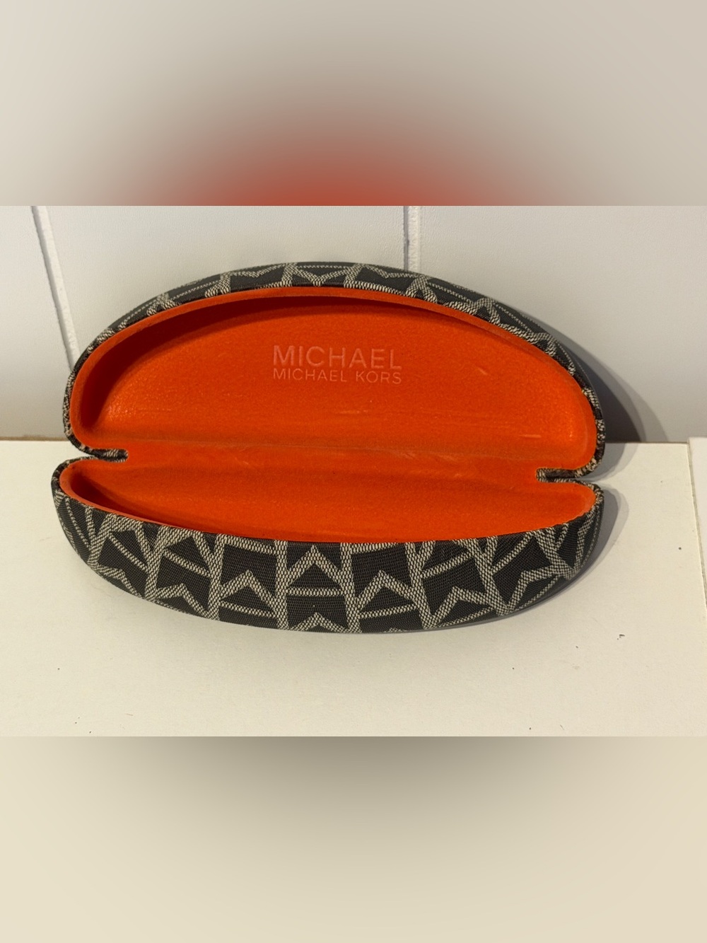 MICHAEL Michael Kors Black Signature Logo Sunglasses Case with Orange Interior